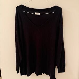 Lucky Brand Black V-Neck Long Sleeve Women's Top